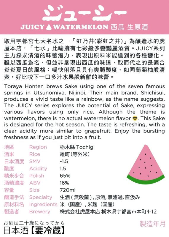 SHICHISUI JUICY WATER-MELON NAMA GENSHU